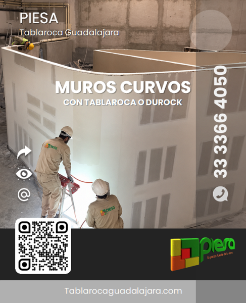 Construccion de muros curvos con tablaroca interiores